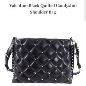 Valentino black quilted Candystud shoulder / crossbody bag w gold studs. Perfect